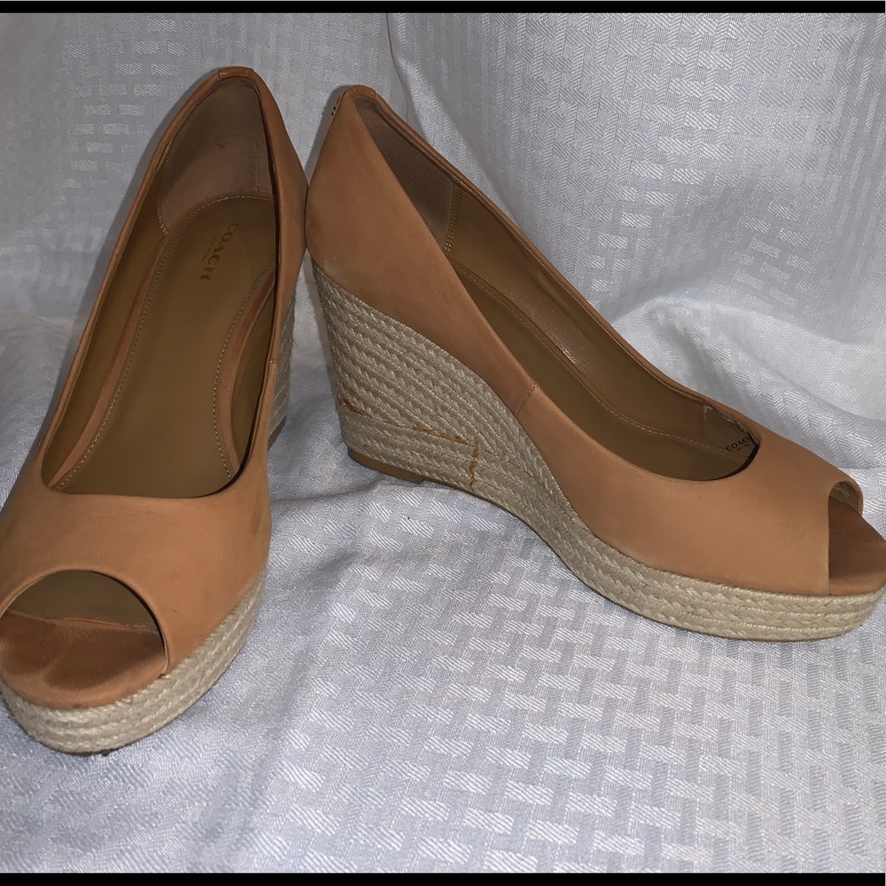 Tan Coach wedges